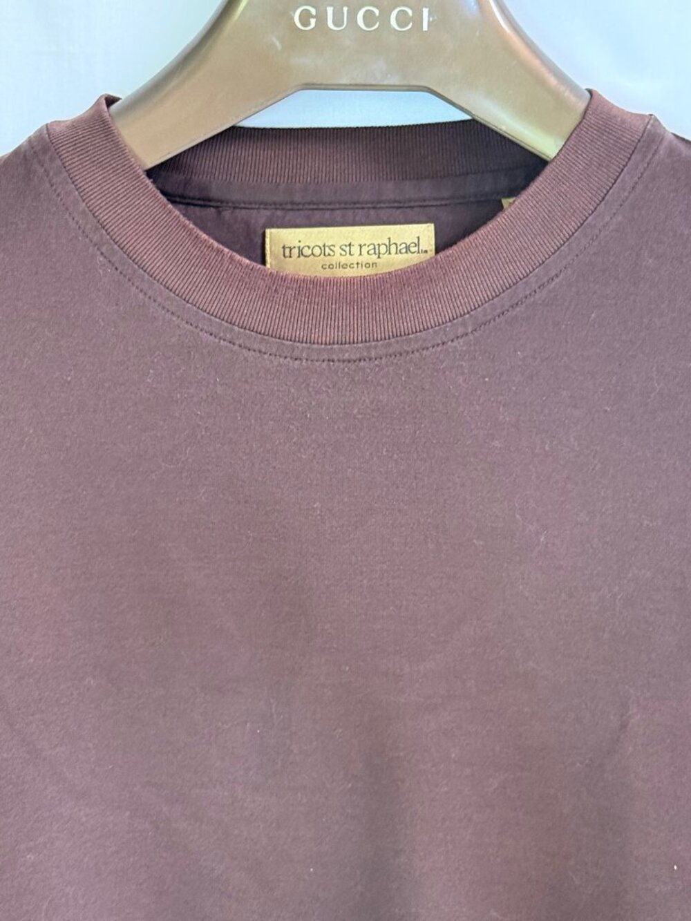 Tricots St Raphael Men's 100% Cotton Crew Neck Long Sleeve Shirt - Brown - XXL - Picture 3 of 5